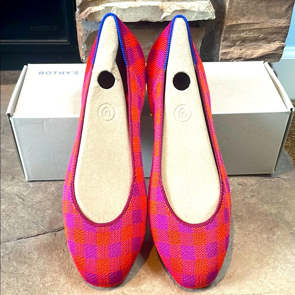 🤩Rothy’s The Square🤩 NIB Pomegranate Gingham